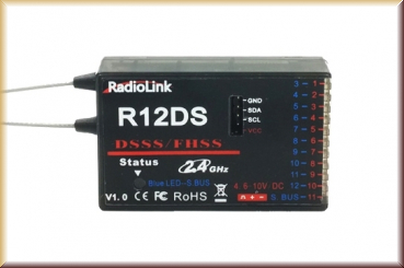 KAVAN 1RL0050 Empfänger Radiolink R12DS, 12-Kanal FHSS/DSSS Rece - Bild