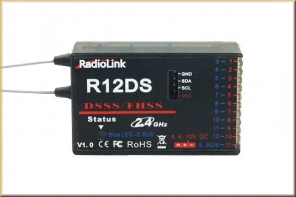 KAVAN 1RL0050 Empfänger Radiolink R12DS, 12-Kanal FHSS/DSSS Rece - Bild