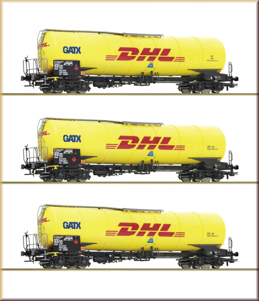 Roco 76029 3er Set Kesselwag.Zacns DHL gealtert - Bild